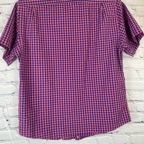 Daniel Cremieux Purple & Coral Buffalo Plaid Button Down Dress Shirt size Large - Picture 5 of 7